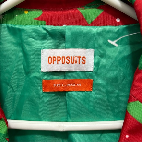 Opposuits Christmas Suit Blazer Jacket Christmas Tree Print NWOT L 42-44 - Picture 2 of 7